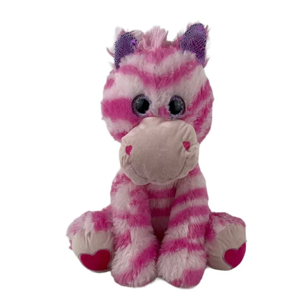 Inter-American Products Pink Zebra‎ 18” Plush Hearts Valentine Stuffed Toy